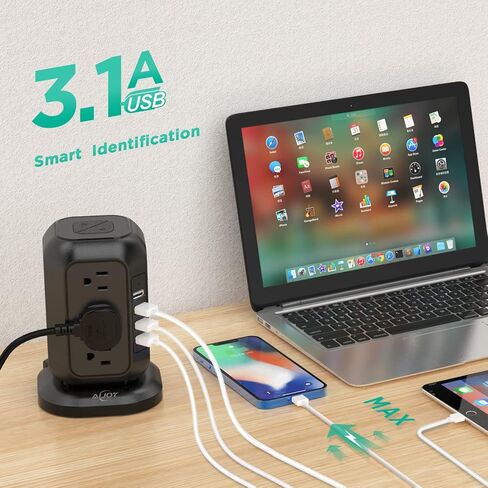 برج مشترك الطاقة AiJoy USB C مع 12 منفذ تيار متردد و4 منافذ USB باللون الأرجواني in Kuwait