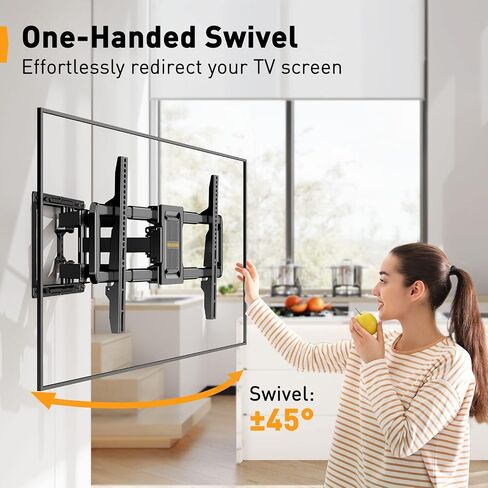 Perlegear Full Motion TV Wall Mount for Most 40–82 inch TVs, Preassembled and Telescopic Front Support with Swivel, Tool-Free Tilt, Fits 12″/16″ Wood Studs, Max VESA 600x400mm, Up to 100lbs in Saudi Arabia