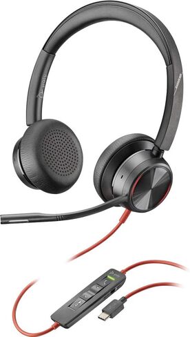 Plantronics Poly - Blackwire 8225 Wired Headset with Boom Mic Dual-Ear (Stereo) Computer Headset - USB-C to Connect to Your PC/Mac - Active Noise Canceling - Works with Teams, Zoom & More in Kuwait