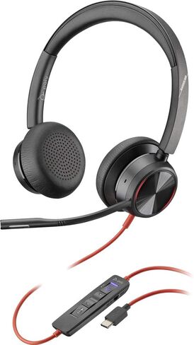 Plantronics Poly - Blackwire 8225 Wired Headset with Boom Mic Dual-Ear (Stereo) Computer Headset - USB-C to Connect to Your PC/Mac - Active Noise Canceling - Works with Teams, Zoom & More in Kuwait