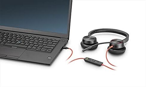 Plantronics Poly - Blackwire 8225 Wired Headset with Boom Mic Dual-Ear (Stereo) Computer Headset - USB-C to Connect to Your PC/Mac - Active Noise Canceling - Works with Teams, Zoom & More in Kuwait