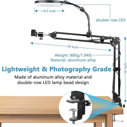 Photo Copy Pico Projector Stand,Chromlives Overhead Tripod Video Stand for Phone,Adjustable Tabletop Overhead Phone Mount,Gooseneck Mini Tripod Stand for Teaching Streaming Baking Crafting in Saudi Arabia