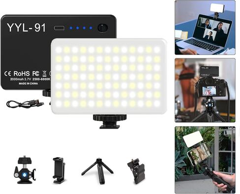LED Video Fill Light, Conference Kit with Telescopic Tripod, Built-in 2000mAh Rechargeable Battery, Portable SLR, Camera, Laptop/Cell Phone Live/Video Conference/Makeup/Selfie Fill Light in Saudi Arabia