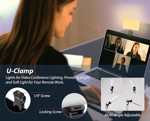 LED Video Fill Light, Conference Kit with Telescopic Tripod, Built-in 2000mAh Rechargeable Battery, Portable SLR, Camera, Laptop/Cell Phone Live/Video Conference/Makeup/Selfie Fill Light in Saudi Arabia