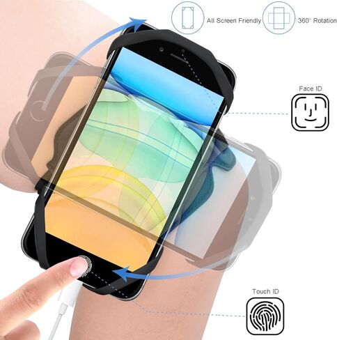 Armband Case Running Phone Holder 360° Rotatable Hiking Rowing Mountaineering Biking Phone Arm Band for iPhone 14 13 12 11 Pro Max Mini SE Xs XR X 8 7 Plus Samsung LG Google Pixel Motorola in Saudi Arabia