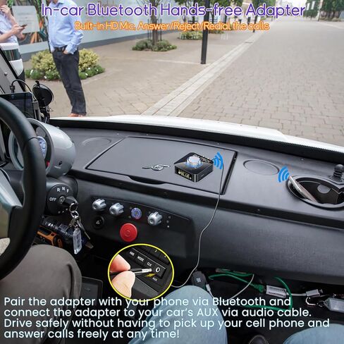 EMUTECK جهاز إرسال صوت بلوتوث مع جهاز تحكم عن بعد، محول 5 في 1 بلوتوث 5.0 للتلفزيون والسيارة والأقراص المضغوطة وأجهزة الكمبيوتر المنزلية وسماعات مكبر صوت ستيريو، يدعم AUX 3.5 مم، RCA، قرص USB U MP3/Micro SD TF تشغيل بطاقة in Kuwait