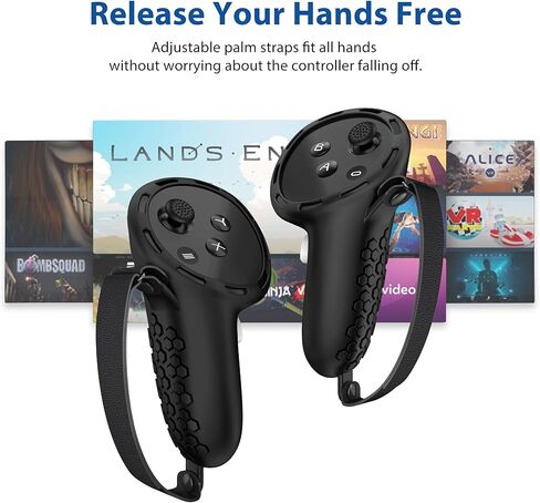 غطاء مقبض التحكم لملحقات Quest 3 DOBEWINGDELOU غطاء حماية من السيليكون مع أشرطة للمفاصل باللون الأسود in Kuwait