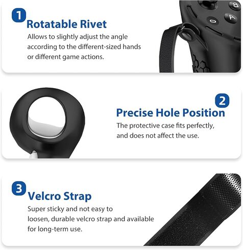 غطاء مقبض التحكم لملحقات Quest 3 DOBEWINGDELOU غطاء حماية من السيليكون مع أشرطة للمفاصل باللون الأسود in Kuwait