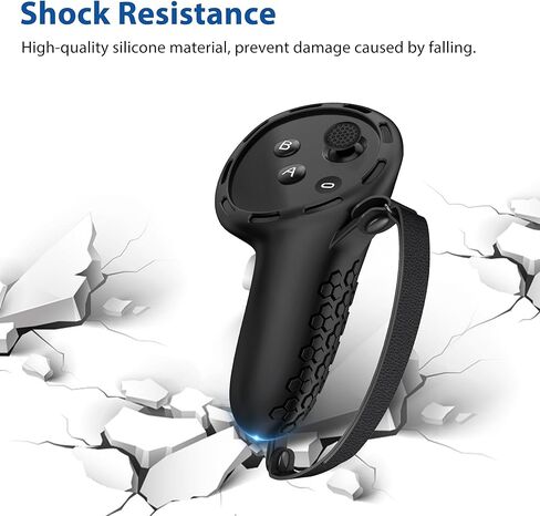 غطاء مقبض التحكم لملحقات Quest 3 DOBEWINGDELOU غطاء حماية من السيليكون مع أشرطة للمفاصل باللون الأسود in Kuwait