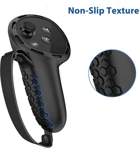 غطاء مقبض التحكم لملحقات Quest 3 DOBEWINGDELOU غطاء حماية من السيليكون مع أشرطة للمفاصل باللون الأسود in Kuwait