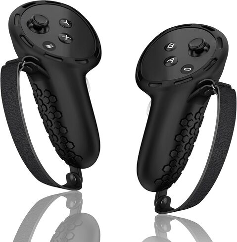 غطاء مقبض التحكم لملحقات Quest 3 DOBEWINGDELOU غطاء حماية من السيليكون مع أشرطة للمفاصل باللون الأسود in Kuwait