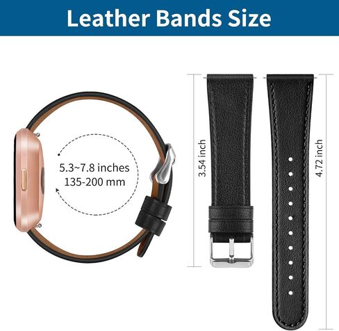 BOTNUW 2 حزمة من الأساور الجلدية المتوافقة مع Fitbit Versa 2 Bands/Versa Bands/Fitbit Versa SE/Versa Lite الأساور الذكية للياقة البدنية، أحزمة جلدية بديلة ناعمة للنساء والرجال in Kuwait