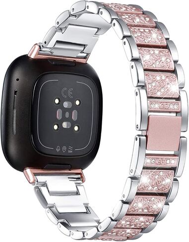 Bling Bands Compatible with fitbit Sense 2/Sense/Versa 4/Versa 3, Women Replacement Wristbands Dressy Luxurious Bracelet for Ladies in Kuwait