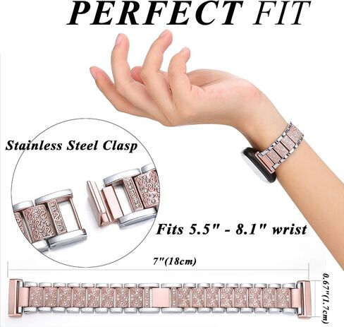 Bling Bands Compatible with fitbit Sense 2/Sense/Versa 4/Versa 3, Women Replacement Wristbands Dressy Luxurious Bracelet for Ladies in Kuwait