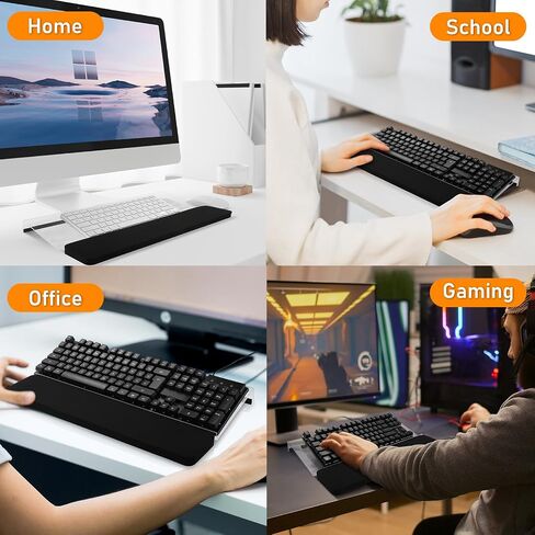 حامل لوحة مفاتيح الكمبيوتر مع مسند معصم لوحة المفاتيح، إمالة رافعة لوحة المفاتيح الأكريليك لسطح المكتب، حامل لوحة مفاتيح مريح مع وسادة معصم للمكتب والمنزل والمدرسة، كتابة وعمل مريح in Kuwait
