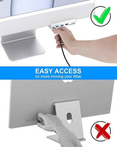 Gewokliy USB c hub for iMac 24 inch, 4K@60hz, 8 in 1 USB 3.0 5Gbps, SD/TF Card Reader, 8-in1 USB c hub for 2021 iMac 24 inch (M1)/2023 iMac 24-inch (M3) in Kuwait