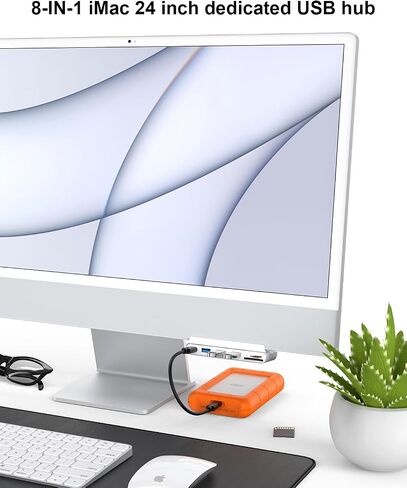 Gewokliy USB c hub for iMac 24 inch, 4K@60hz, 8 in 1 USB 3.0 5Gbps, SD/TF Card Reader, 8-in1 USB c hub for 2021 iMac 24 inch (M1)/2023 iMac 24-inch (M3) in Kuwait