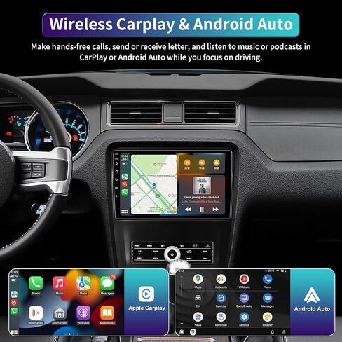 ستيريو سيارة Android 13 4G+32G لسيارة Ford Mustang تعمل باللمس ترقية الراديو 2010 2011 2012 2013 2014، 10.2 بوصة IPS مع Carplay اللاسلكي Android Auto GPS DSP WiFi Bluetooth FM RDS Head Unit in Kuwait