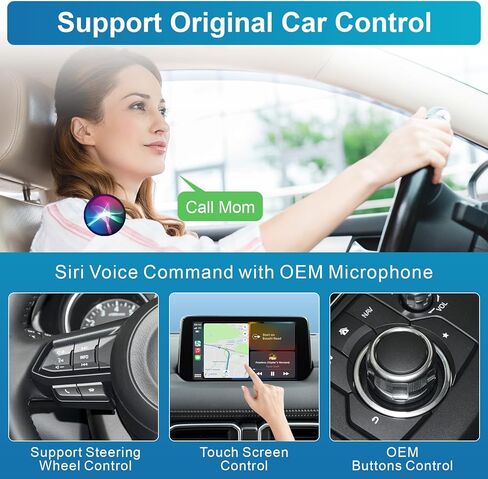 IYING CarPlay Android Auto Adapter for Mazda 2014-2021, Compatible with Mazda 2/3/6/CX3/CX5/CX9/MX5 Android Auto Apple CarPlay Retrofit Kit Car Play Adapter in Kuwait