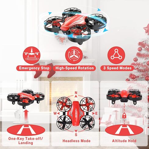 2 حزمة طائرة بدون طيار صغيرة للأطفال والمبتدئين، طائرة هليكوبتر كوادكوبتر للتحكم عن بعد مع 6 بطاريات معيارية، تحوم تلقائي، 3 أوضاع للسرعة، وضع بدون رأس، طائرة جيب RC داخلية هدية للأولاد والبنات، أخضر وأحمر in Kuwait