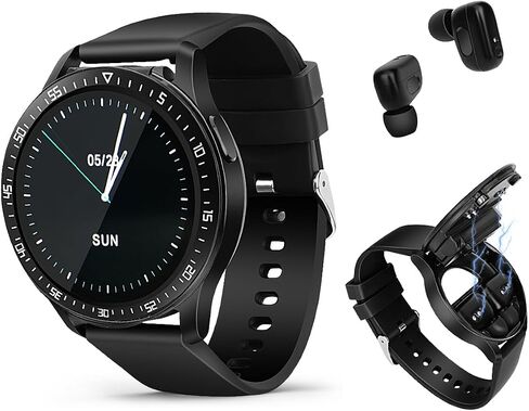 VOVOAEWACH Smart Watch with Earbuds, 1.32 Inch Round Fitness Watch X7, 2 in 1 Bluetooth Watch with Step,Calories,Sleep Monitor,Heart Rate Blood Pressu-re Monitor for iOS & Android in Saudi Arabia