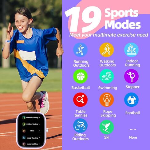 ساعة يوسوكو لتتبع اللياقة البدنية للأطفال، ساعة ذكية مقاومة للماء IP68 للأطفال مع 1.5 بوصة بطلب DIY 19 وضعًا رياضيًا، عداد الخطى، معدل ضربات القلب، مراقب النوم، هدية رائعة للأولاد والبنات المراهقين 6-14 in Kuwait