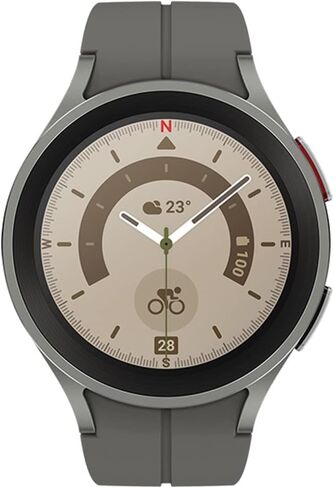 SAMSUNG Galaxy Watch 5 Pro (45mm,WIFI + 4G LTE) 1.4'' Super AMOLED Smartwatch GPS Bluetooth with Sleep Coaching,Bioactive Sensor,Water Resistant R925U (Fast Charger Bundle,Black Titanium) (Renewed) in Kuwait