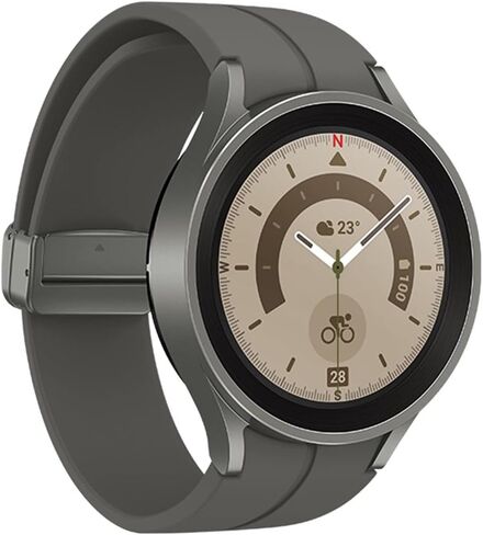 SAMSUNG Galaxy Watch 5 Pro (45mm,WIFI + 4G LTE) 1.4'' Super AMOLED Smartwatch GPS Bluetooth with Sleep Coaching,Bioactive Sensor,Water Resistant R925U (Fast Charger Bundle,Black Titanium) (Renewed) in Kuwait