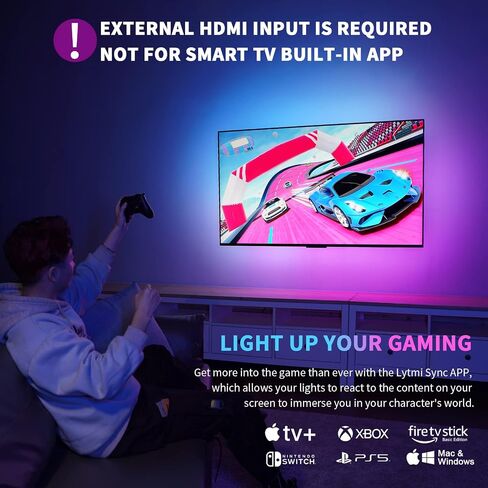 ليتمي صندوق مزامنة HDMI 2.0 ومجموعة اضاءة خلفية LED للتلفزيون من نيو-برو، شرائط اضاءة محيطة غاطسة لتلفزيون 65 بوصة واقل ومزامنة الشاشة والموسيقى، متوافقة مع اليكسا ومساعد جوجل، التحكم في التطبيق.. in Kuwait