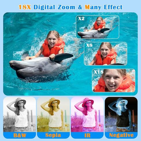 كاميرا رقمية 4K تحت الماء مع بطاقة 32GB 48MP مقاومة للماء، كاميرا رقمية فائقة الدقة 4K مقاومة للماء، كاميرا نقطة واطلاق النار تحت الماء للغطس والغوص والسفر (اسود) in Kuwait