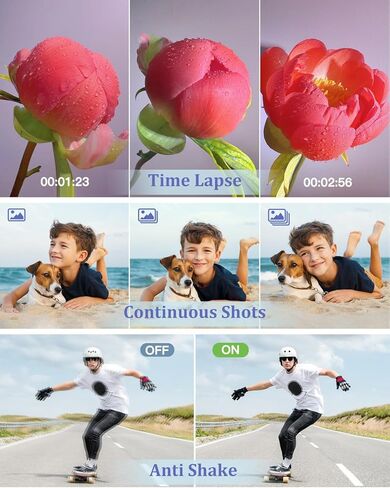 DSOEKEU 4K Digital Camera Flash & Selfie,48MP Camera for Photography Autofocus 16X Zoom,Anti-Shake Vlogging Camera Compact Travel Digital Cameras Flip Screen,32GB Memory Card,Two Batteries Black in Kuwait