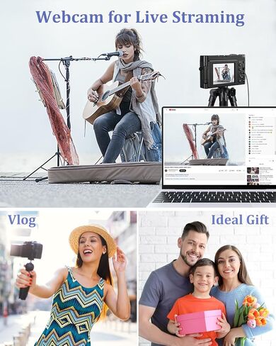 DSOEKEU 4K Digital Camera Flash & Selfie,48MP Camera for Photography Autofocus 16X Zoom,Anti-Shake Vlogging Camera Compact Travel Digital Cameras Flip Screen,32GB Memory Card,Two Batteries Black in Kuwait