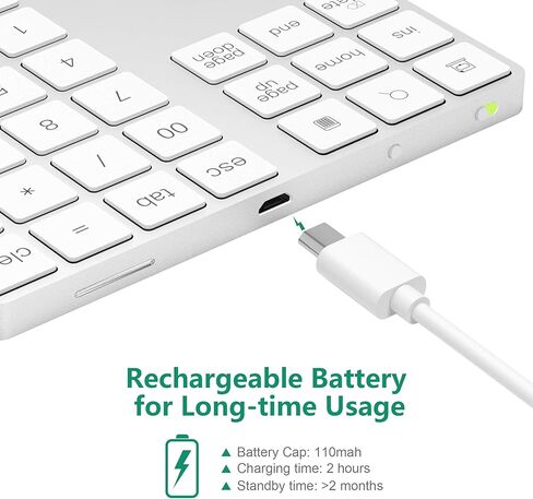 Bluetooth Numeric Keypad with Multiple Shortcuts 34-Keys Number Pad Wireless Portable Slim Number Pad for iPad/Mac/Laptop/PC Compatible with Windows Android iOS System in Kuwait