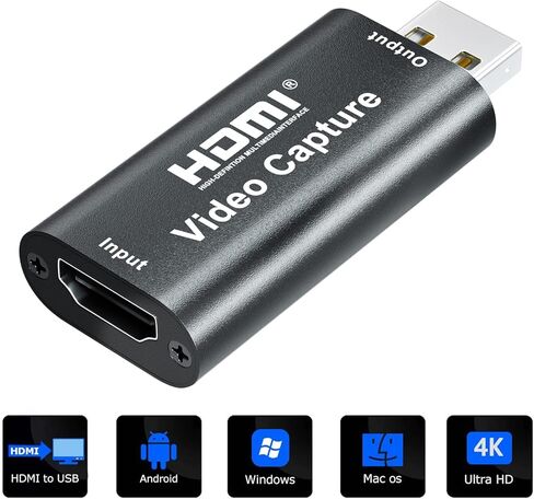 4K Video Capture Card, USB 2.0 HDMI Video Capture Device, Full HD 1080P for Video Conferencing,Game Recording, Live Streaming Broadcasting，Home Office,Compatible with Xbox One， Nintendo Switch, PS4,PC in Kuwait