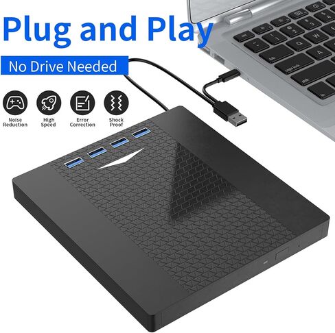 محرك أقراص CD/DVD خارجي PMIXO لأجهزة الكمبيوتر المحمول، محرك أقراص DVD USB متعدد الوظائف 7 في 1 خارجي، قارئ أقراص مضغوطة لدعم أجهزة الكمبيوتر المحمول WIN11/WIN10/MacOS/Linux وسطح المكتب in Kuwait