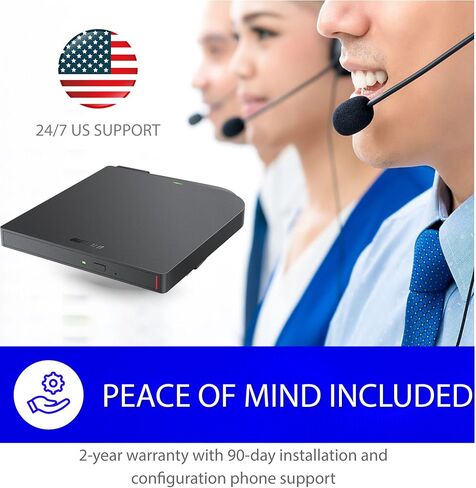 BUFFALO 6X Portable Blu-ray Drive, TAA-Compliant, Read/Write, Plays and Burns BD/DVD/CD, USB 3.2 (Gen 1) Type-A/Type-C, Compatible with Mac/PC/Win 8 / Win 10 / Win 11 / Laptop/Desktop in Kuwait