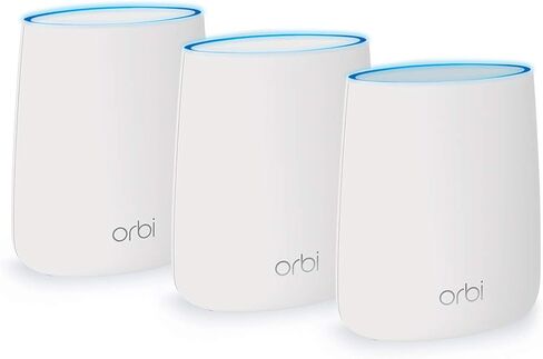 NETGEAR Orbi Tri-band Whole Home Mesh WiFi System with 2.2Gbps speed (RBK23) Router & Extender replacement covers up to 6,000 sq. ft., 3-pack includes 1 router & 2 satellites (Renewed), White in Saudi Arabia