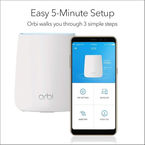 NETGEAR Orbi Tri-band Whole Home Mesh WiFi System with 2.2Gbps speed (RBK23) Router & Extender replacement covers up to 6,000 sq. ft., 3-pack includes 1 router & 2 satellites (Renewed), White in Saudi Arabia