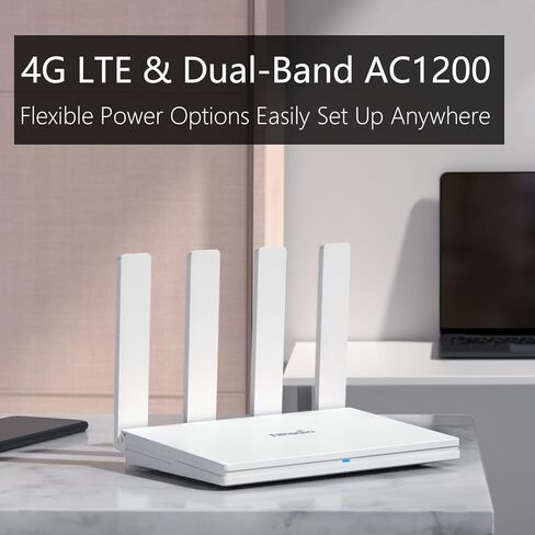 راوتر واي فاي من ان راديو، AC1200 ثنائي النطاق لاسلكي 4G LTE مع فتحة شريحة اتصال، نقطة اتصال محمولة غير مقفلة للمنزل والمكتب - التوصيل والتشغيل (4 هوائيات)، C6 in Kuwait
