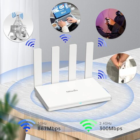 راوتر واي فاي من ان راديو، AC1200 ثنائي النطاق لاسلكي 4G LTE مع فتحة شريحة اتصال، نقطة اتصال محمولة غير مقفلة للمنزل والمكتب - التوصيل والتشغيل (4 هوائيات)، C6 in Kuwait