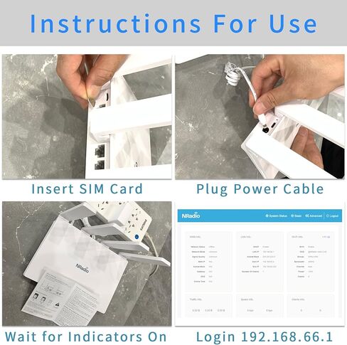 راوتر واي فاي من ان راديو، AC1200 ثنائي النطاق لاسلكي 4G LTE مع فتحة شريحة اتصال، نقطة اتصال محمولة غير مقفلة للمنزل والمكتب - التوصيل والتشغيل (4 هوائيات)، C6 in Kuwait