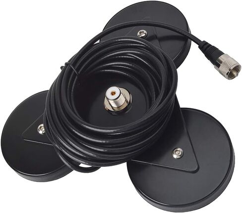 HYS Antenna Magnetic Mount UHF-Female (SO239) Connector, Heavy Duty Anti-Corrosion Magnet Base, Antenna Bracket with 5M/16.4ft RG-58 Cable for Yaesu Midland Icom Motorola Vehicle Mobile Transceiver CB in Saudi Arabia