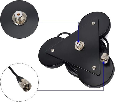 HYS Antenna Magnetic Mount UHF-Female (SO239) Connector, Heavy Duty Anti-Corrosion Magnet Base, Antenna Bracket with 5M/16.4ft RG-58 Cable for Yaesu Midland Icom Motorola Vehicle Mobile Transceiver CB in Saudi Arabia