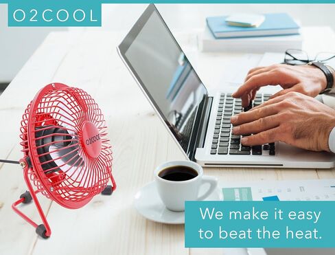 مروحة مكتب شخصية O2COOL مقاس 4 بوصات USB - مروحة تبريد طاولة صغيرة محمولة - يتم توصيلها بالكمبيوتر - قابلة للتعديل بزاوية 360 درجة، هادئة، أقدام مطاطية - أزرق in Kuwait
