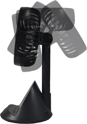 Comfort Zone CZPF401BK 4" Rechargeable Fan with Wireless Charger - USB Chargeable Lithium Battery, Adjustable Tilt - Powerful & Portable, Cooling & Charging, Black in Saudi Arabia