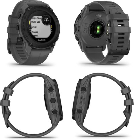 كمبيوتر الغوص القوي Garmin Descent G1، أوضاع غوص متعددة مع حزمة Wearable4U (+ سماعات أذن سوداء، رمادي داكن) in Saudi Arabia