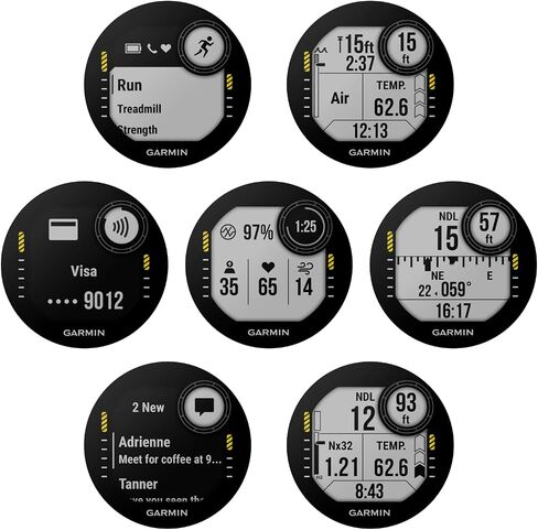 كمبيوتر الغوص القوي Garmin Descent G1، أوضاع غوص متعددة مع حزمة Wearable4U (+ سماعات أذن سوداء، رمادي داكن) in Saudi Arabia