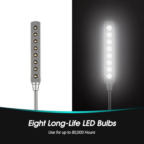 Daffodil USB LED Light - 8 Super Bright LED Reading Lamp - No Batteries Needed - PC & Mac Compatible (ULT05 Black) in Kuwait