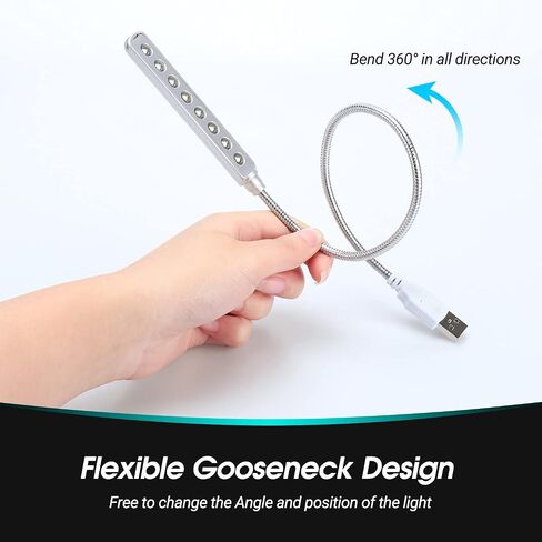 Daffodil USB LED Light - 8 Super Bright LED Reading Lamp - No Batteries Needed - PC & Mac Compatible (ULT05 Black) in Kuwait