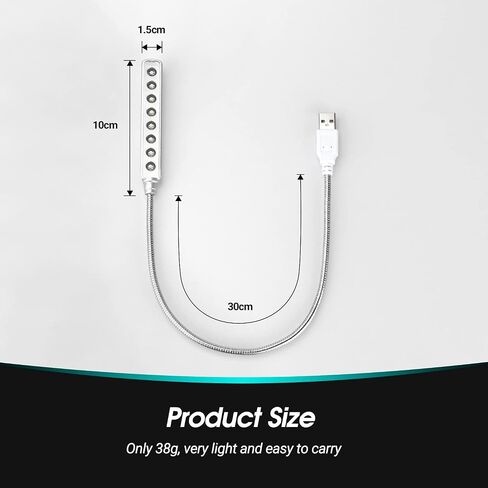 Daffodil USB LED Light - 8 Super Bright LED Reading Lamp - No Batteries Needed - PC & Mac Compatible (ULT05 Black) in Kuwait